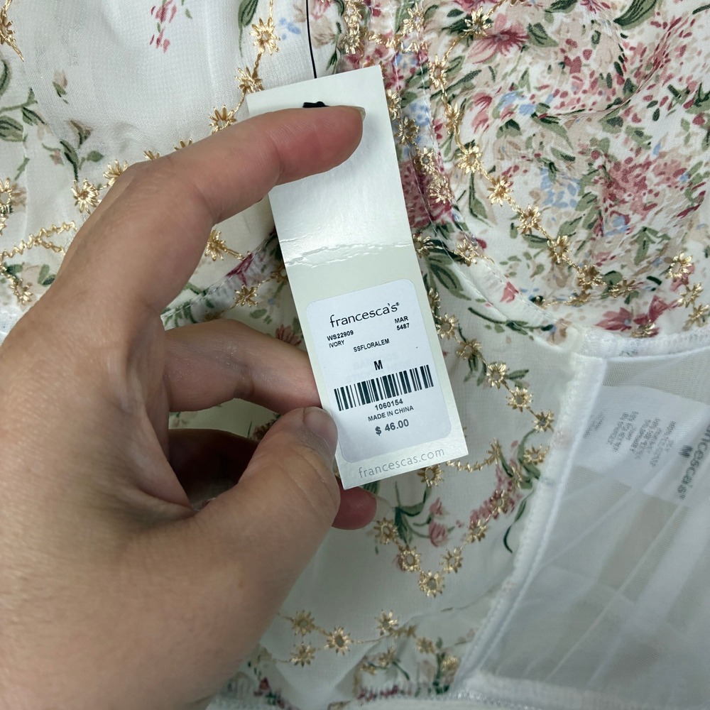 NEW Francesca's‎ Anna Floral Corset Top Size M Regency Wedding Bridal Dainty Ren - Picture 9 of 14